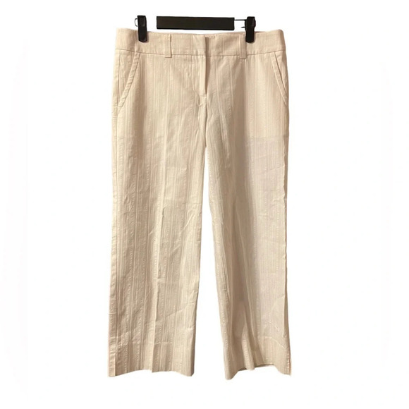 TRINA TURK WHITE TEXTURED WIDE LEG CROPPED PANTS - Picture 1 of 4